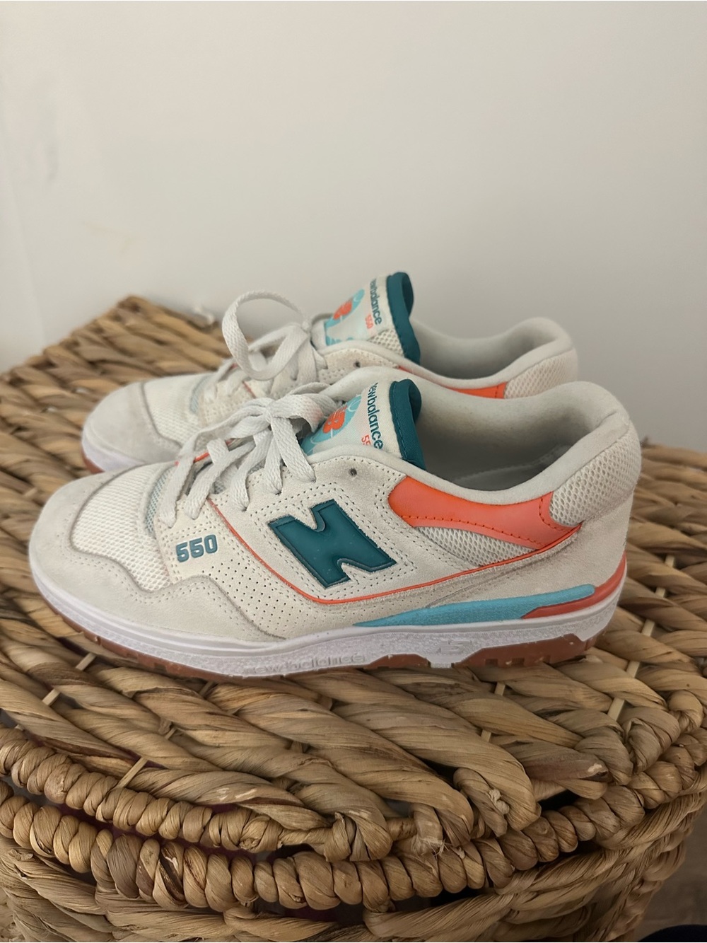 New Balance Wmns 550 'Sea Salt Verdigris' Teal and Orange